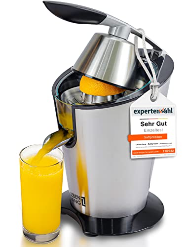 LEBENLANG Saftpresse elektrisch 600W - Inkl. Edelstahlkegel & BPA-Frei I Hohe Ergiebigkeit I Orangenpresse Zitruspresse Zitronenpresse Orangensaftpresse I Orange Juicer Press Zitronen von LEBENLANG