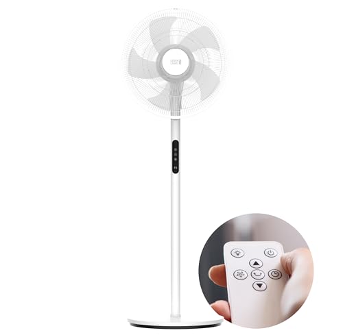 LEBENLANG Stand Ventilator leise - Mit Fernbedienung & LED-Display & 5 Modi I Oszillierend Energiesparend I Fan Lüfter Ventilatoren leiser Standventilator für Wohn- Schlafzimmer von LEBENLANG