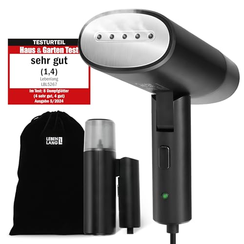 LEBENLANG Steamer Dampfglätter Reise - Kompakt Faltbar & Inkl. Reise Set I Steam Iron Dampfbürste Dampfbügeleisen für Dampfglätten Bügeln im Urlaub I Hand Reisesteamer mini handheld Travel Steamers von LEBENLANG