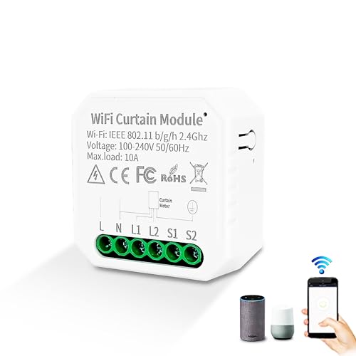 Wlan Alexa Smart Rolladenschalter Modul Tuya WiFi Rolladen Jalousien Zeitschaltuhr Schalter für Rollladenmotor Kompatibel mit Alexa Google Assistant Smart Life App Fernbedienung Nur 2,4GHz (1) von LEBENSFROH