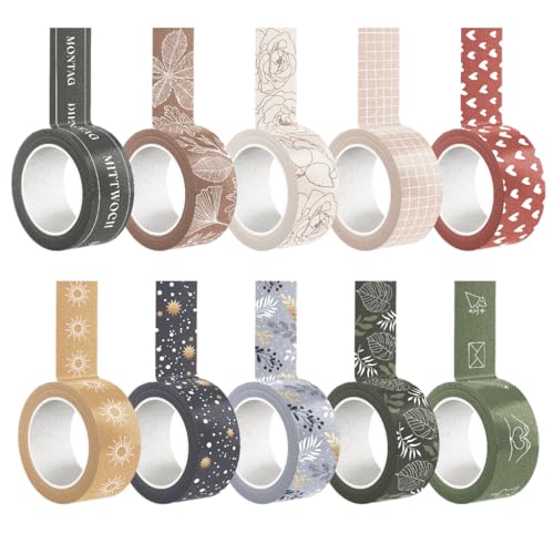 LEBENSKOMPASS 10er Set Washi Tape - 10 Rollen Washi Klebeband Set Masking Tape für dein Bullet Journal Zubehör & DIY 15 mm x 3m - mit 2 Goldfolie Tape Bullet Journal Washi Tapes LEBENSKOMPASS 10er Set Washi Tape - 10 Rollen Washi Klebeband Set Masking Tape für dein Bullet Journal Zubehör & DIY 15 mm x 3m - mit 2 Goldfolie Tape Bullet Journal Washi Tapes von LEBENSKOMPASS