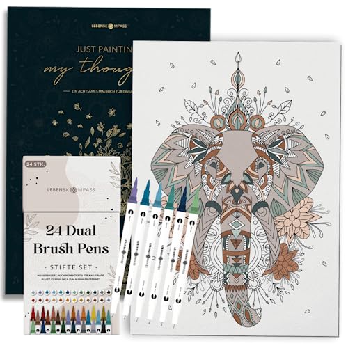 LEBENSKOMPASS Malbuch für Erwachsene und Brush Pen Set - Mandala zur Entspannung mit Pinselstiften fürs Ausmalen, Kalligraphie und Handlettering LEBENSKOMPASS Malbuch für Erwachsene und Brush Pen Set - Mandala zur Entspannung mit Pinselstiften fürs Ausmalen, Kalligraphie und Handlettering von LEBENSKOMPASS