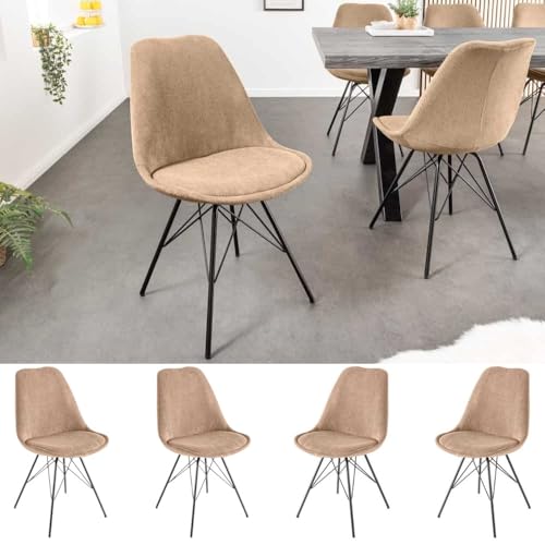 LEBENSwohnART 4er Set Design-Klassiker Stuhl Norway braun Cord Metallgestell schwarz Retro LEBENSwohnART 4er Set Design-Klassiker Stuhl Norway braun Cord Metallgestell schwarz Retro von LEBENSwohnART