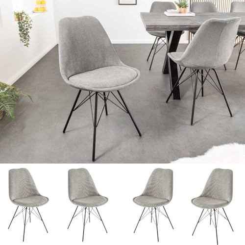 LEBENSwohnART 4er Set Design-Klassiker Stuhl Norway grau Cord Metallgestell schwarz Retro LEBENSwohnART 4er Set Design-Klassiker Stuhl Norway grau Cord Metallgestell schwarz Retro von LEBENSwohnART