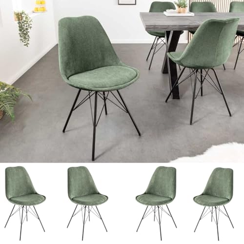 LEBENSwohnART 4er Set Design-Klassiker Stuhl Norway grün Cord Metallgestell schwarz Retro LEBENSwohnART 4er Set Design-Klassiker Stuhl Norway grün Cord Metallgestell schwarz Retro von LEBENSwohnART