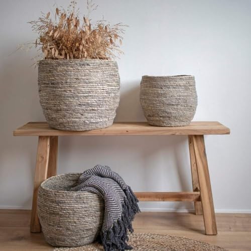 LEBENSwohnART Bank GEMI ca. L90cm Natural recyceltes Holz Holzbank Sitzbank Flurbank Dekobank von LEBENSwohnART