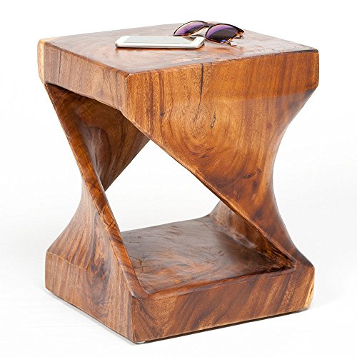 LEBENSwohnART Beistelltisch Millenium ca.H45cm Suar Natural Massivholz Telefontisch Deko Säule von LEBENSwohnART