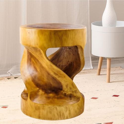LEBENSwohnART Beistelltisch Swing ca. H45cm Suar Natural Massivholz Telefontisch Deko Säule von LEBENSwohnART