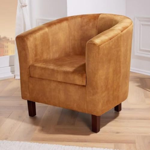LEBENSwohnART Bequemer Cocktail-Sessel POLTRONA Samt senfgelb Sessel Lounge Armlehnen von LEBENSwohnART