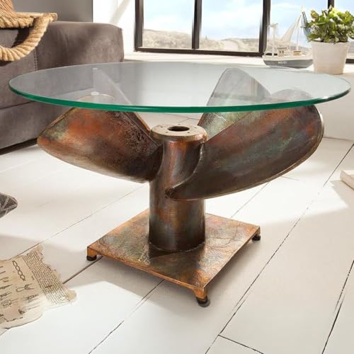 LEBENSwohnART Design Couchtisch ELICA 60cm Kupfer Aluminium Schiffsschraube Maritim Glasplatte LEBENSwohnART Design Couchtisch ELICA 60cm Kupfer Aluminium Schiffsschraube Maritim Glasplatte von LEBENSwohnART