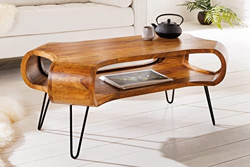 LEBENSwohnART Design Couchtisch LIVE-RANIC ca.100cm Sheesham Palisander Metallbeine Retro von LEBENSwohnART
