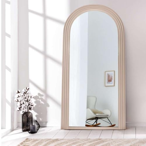 LEBENSwohnART Design Rundbogen Spiegel 160x80cm Formosa Greige Wandspiegel modern Pastell von LEBENSwohnART