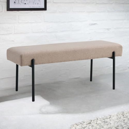 LEBENSwohnART Design Sitzbank Nordic Light-Brown Stoff 100cm Eleganz & Modern Flurbank von LEBENSwohnART