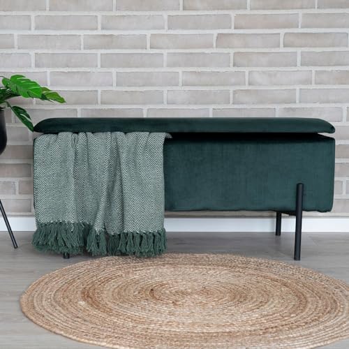 LEBENSwohnART Elegante Bank Nizza mit Stauraum - ca.95cm - grüner Samt von LEBENSwohnART