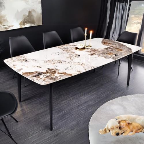 LEBENSwohnART Eleganter Esstisch Venezia 180cm Weiss Marmor-Optik Keramik schwarzes Metall-Gestell Retro LEBENSwohnART Eleganter Esstisch Venezia 180cm Weiss Marmor-Optik Keramik schwarzes Metall-Gestell Retro von LEBENSwohnART