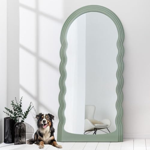 LEBENSwohnART Extravaganter Rundbogen Design Spiegel 160x80cm Formosa grün modern Wandspiegel von LEBENSwohnART