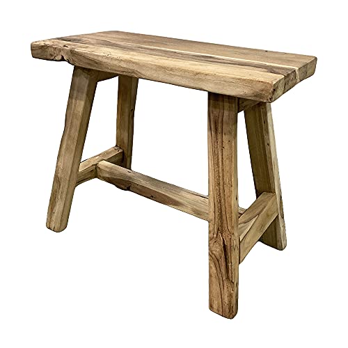 LEBENSwohnART Hocker GEMI aus recyceltem Teak ca. L50cm in Natural Holzhocker Sitzbank Bank von LEBENSwohnART