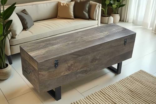 LEBENSwohnART Industrial Couchtisch FABRICA 115cm braun Mangoholz Truhe Metallgestell schwarz Wohnzimmertisch LEBENSwohnART Industrial Couchtisch FABRICA 115cm braun Mangoholz Truhe Metallgestell schwarz Wohnzimmertisch von LEBENSwohnART