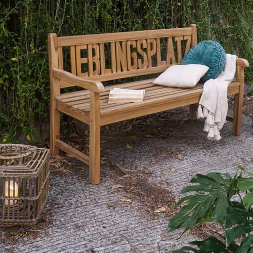 LEBENSwohnART Massive Teak Sitzbank LIEBLINGSPLATZ 150cm Gartenbank Holzbank Parkbank Teakbank Bank von LEBENSwohnART