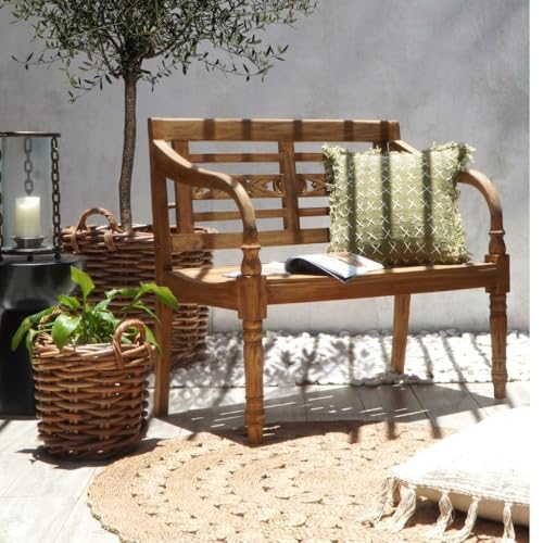 LEBENSwohnART Massive Teakholz Sitzbank Christos 100cm Natur Outdoor Gartenbank Holzbank Handarbeit LEBENSwohnART Massive Teakholz Sitzbank Christos 100cm Natur Outdoor Gartenbank Holzbank Handarbeit von LEBENSwohnART