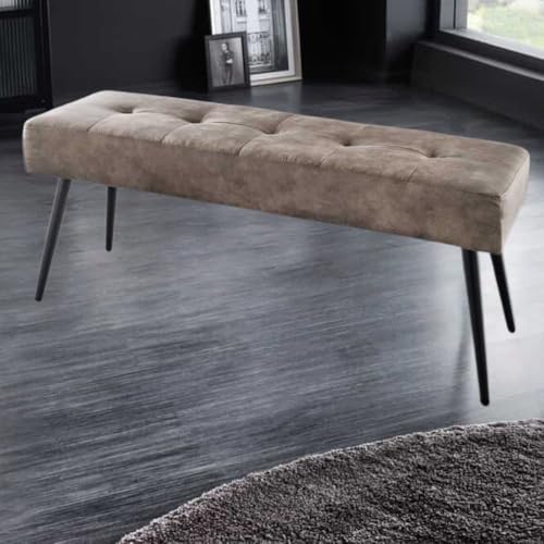 LEBENSwohnART Moderne Polsterbank Belle 100cm Taupe Mikrofaser Interieur-TIPP schwarzes Gestell Schuhbank Sitzbank von LEBENSwohnART