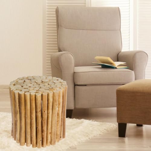 LEBENSwohnART Natürlicher Holz Hocker NICA 30cm Beistelltisch Natural Pinie von LEBENSwohnART