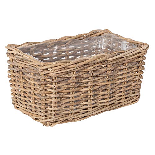 LEBENSwohnART Pflanzkorb Verona-Rechteckig ca. L40cm Rattan Blumenkasten Blumenkorb Übertopf von LEBENSwohnART