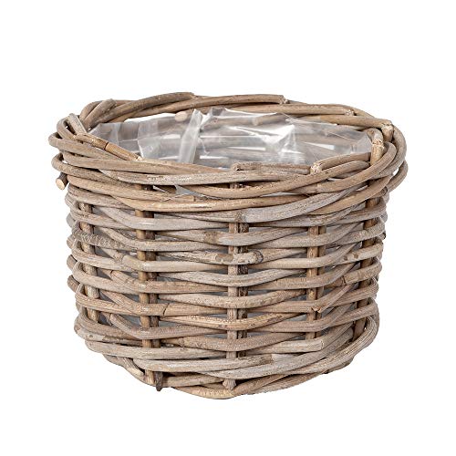 LEBENSwohnART Pflanzkorb Verona-Rund ca. D20cm Rattan Blumenkasten Blumenkorb Übertopf Korb von LEBENSwohnART