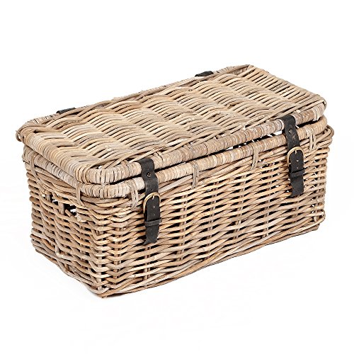 LEBENSwohnART Rattan Truhe RESSY Grey ca. L57cm Couchtisch Wohnzimmertisch Handarbeit Kiste von LEBENSwohnART