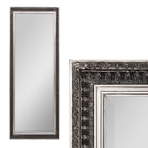 LEBENSwohnART Spiegel BESTY Antik Silber ca. 140x50cm Barock Vintage Wandspiegel Facette von LEBENSwohnART