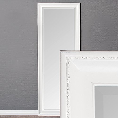 LEBENSwohnART Spiegel COPIA 160x60cm Pur-Weiß Wandspiegel Barock Holzrahmen und Facette von LEBENSwohnART