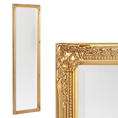 LEBENSwohnART Spiegel Gracy barock Antik-Gold 150x40cm Wandspiegel Holzrahmen Facette von LEBENSwohnART