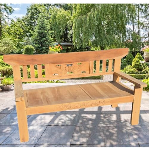 LEBENSwohnART Stabile Teak Sitzbank Padar 180cm Natural Handarbeit Gartenbank Rustikal LEBENSwohnART Stabile Teak Sitzbank Padar 180cm Natural Handarbeit Gartenbank Rustikal von LEBENSwohnART