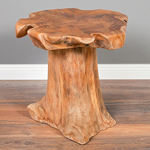 LEBENSwohnART Teak Beistelltisch MELAYA Natural Ø ca. 45cm massiv Couchtisch Nachttisch Tisch von LEBENSwohnART