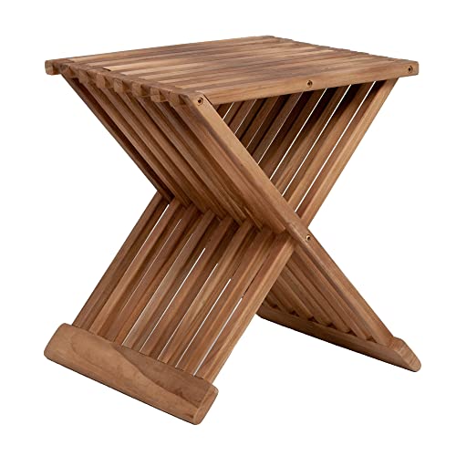LEBENSwohnART Teak Beistelltisch Step Natural Hocker Massivholz klappbar von LEBENSwohnART