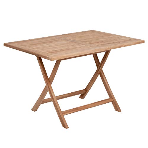 LEBENSwohnART Teak Klapptisch KURSI ca. L120cm Natural Esstisch Gartentisch Tisch Massivholz von LEBENSwohnART