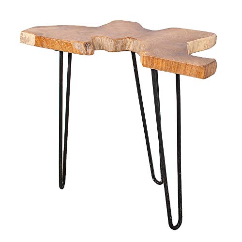 LEBENSwohnART Teak Konsole DINDONG Konsolentisch ca. 75-90cm Massivholz Tisch Baumkante Unikat von LEBENSwohnART