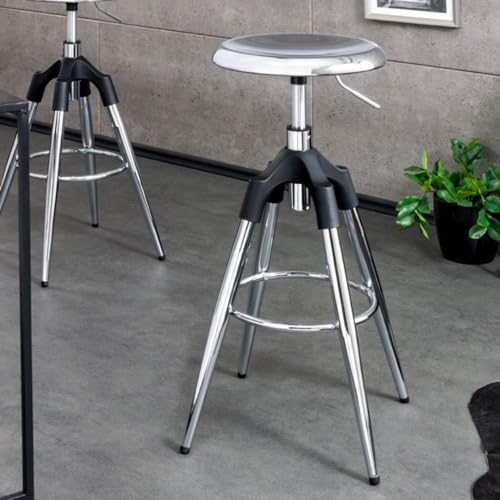 LEBENSwohnART Urbaner Barhocker FABRICA Chrom Silber höhenverstellbar Metall Industrie-Design von LEBENSwohnART