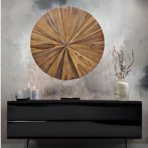 LEBENSwohnART Wand-Deko-Objekt LATO recycled Teakholz rund 60cm Wandbild Wanddekoration von LEBENSwohnART