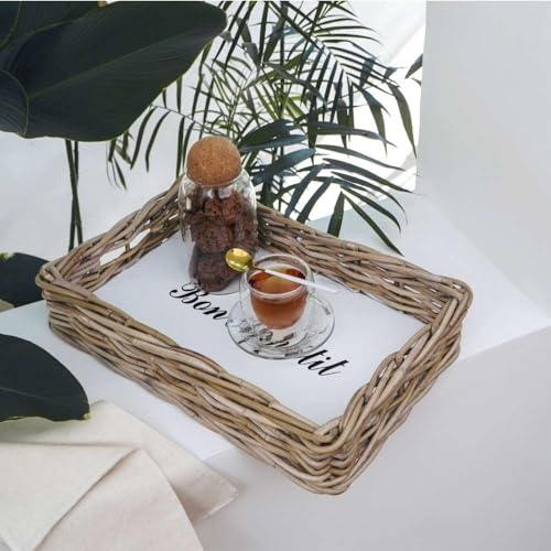 Landhaus-Tablett Bon Appetit 42x27cm Kubu Grey Rattan Handarbeit Geflochten Landhaus-Tablett Bon Appetit 42x27cm Kubu Grey Rattan Handarbeit Geflochten von LEBENSwohnART