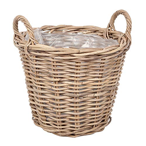 Pflanzkorb VERONA-8 Rund ca. D35cm Rattan Übertopf Blumenkorb Korb mit Henkeln von LEBENSwohnART