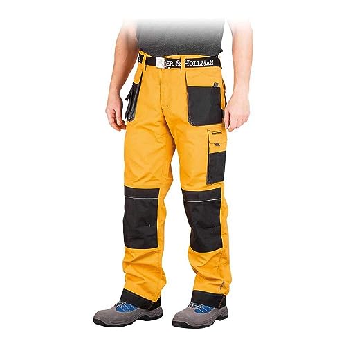 Leber & Hollman Herren Arbeitshose LH-FMN-T B, 65% Polyester 35% Baumwolle 270 g/m2, Bundhose mit Taschen für Knieschoner, 9 Multifunktionstaschen+ Schlaufe und Schlüsselhaken, Gelb-Schwarz-Grau, 58 Leber & Hollman Herren Arbeitshose LH-FMN-T B, 65% Polyester 35% Baumwolle 270 g/m2, Bundhose mit Taschen für Knieschoner, 9 Multifunktionstaschen+ Schlaufe und Schlüsselhaken, Gelb-Schwarz-Grau, 58 von LEBER & HOLLMAN