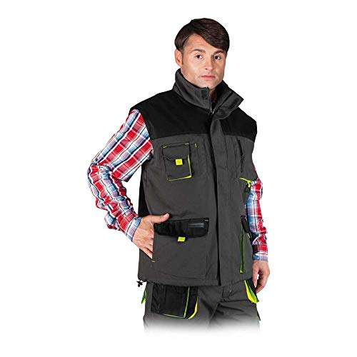 Leber & Hollman Herren Arbeitsweste LH-FMNW-V, gefüttert, 65% Polyester 35% Baumwolle 270 g/m2, Futter 100% Polyester, Hochkragen, vorne Reißverschluss und Klettverschluss, von LEBER & HOLLMAN