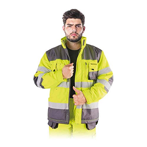 Leber & Hollman Herren Schutzjacke LH-FMNWX-J, 80% Polyester 20% Baumwolle 270 g/m2, Futter 100% Polyester 220 g/m2, Hochkragen, Reiß- und Klettverschluss vorne, Reflexionsstreifen von LEBER & HOLLMAN