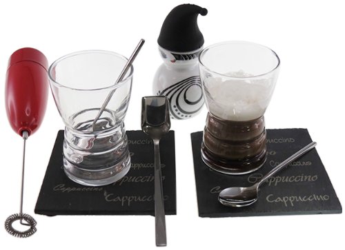 LEBRUN 9540001009 Cappuccino-Set, Schiefer/Glas, 9-teilig von LEBRUN