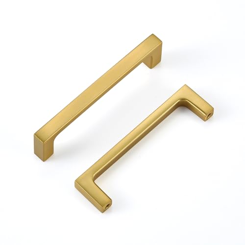 LECHYN Küchenschrankgriff aus gebürstetem Messing, goldfarben, 96 mm, moderner quadratischer flacher Hardware-Griff und Knauf für Schubladen, Schränke, Türen, Badezimmermöbel, Kommoden, LECHYN Küchenschrankgriff aus gebürstetem Messing, goldfarben, 96 mm, moderner quadratischer flacher Hardware-Griff und Knauf für Schubladen, Schränke, Türen, Badezimmermöbel, Kommoden, von LECHYN