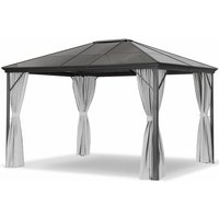 Leco Profi-Pavillon Metall-Gartenüberdachung 300 x 365 cm, graues Dach/ Seitenteile in lichtgrau von LECO