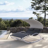Leco Rollbare Doppel-Schaukelliege mit Sonnendach "Edda" anthrazit-grau 206 x 146 x 165 cm (L x B x H) von LECO
