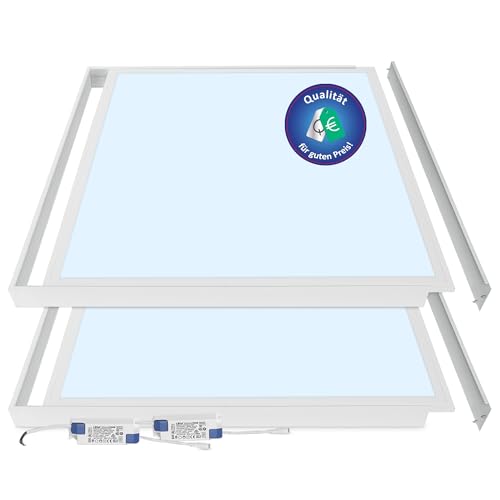 2x LED Deckenleuchte 62x62 kein Flimmern LED Panel Deckenlampe (Kaltweiß mit Rahmen) von LECOM