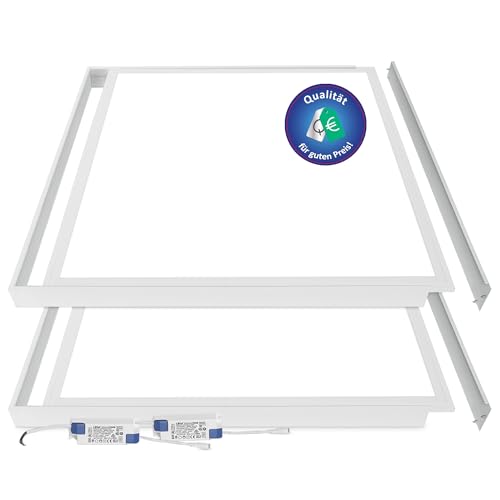 2x LED Deckenleuchte 62x62 kein Flimmern LED Panel Deckenlampe (Neutralweiß mit Aufbaurahmen) von LECOM